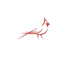 a red bird sitting on top of a white wall