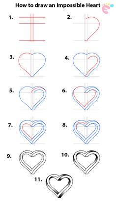 how to draw an impossible heart step by step drawing instructions for kids and beginners