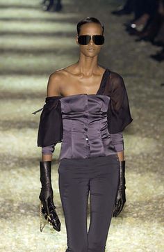 Vintage Tom Ford, Runway Top, 2003 Runway, Black Silk Top, Street Festival, Silk Tops Blouses