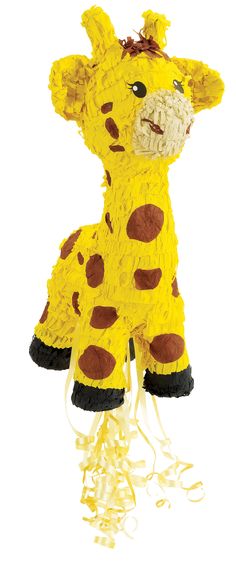 a stuffed giraffe is made out of yarn