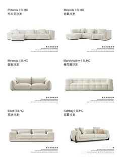 the different types of sofas are shown