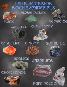 Identification for rocks found along the beaches of Lake Superior Great Lakes Rocks And Minerals, Lake Superior Rocks Identification, Lake Superior Rocks, Natural Philosophy, Lake Superior Agates, Cool Science Facts, Beach Stuff