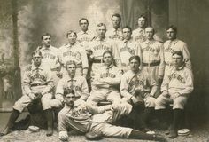 an old time baseball team is posing for a photo