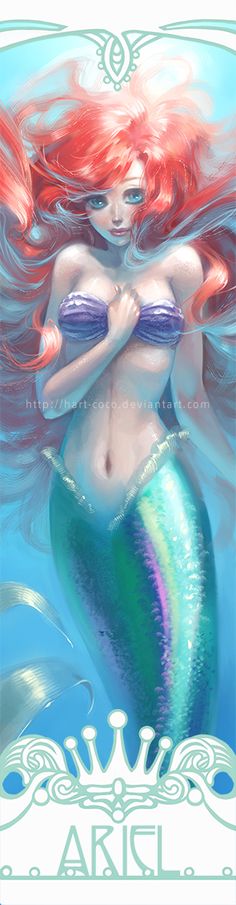 a painting of a mermaid with red hair