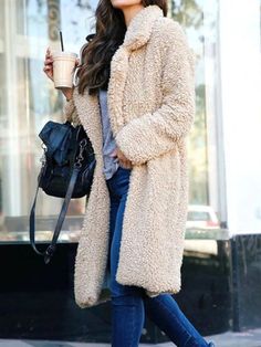 Long Teddy Coat, Long Winter Coats Women, Professional Outfit, Womens Faux Fur Coat, Long Faux Fur Coat, Business Wardrobe, Thick Coat, Corporate Style