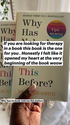 someone holding up two books in front of their face with the caption, why was you looking for therapy?