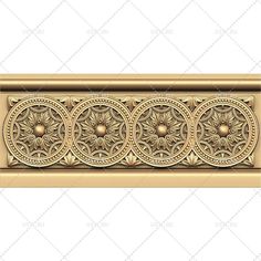 an ornate gold border with four circles and flowers on the center, is shown in this image