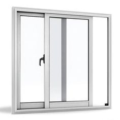 an open sliding glass door on a white background