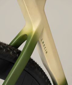 a close up view of the front end of a bicycle