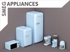 an image of appliances that are in the shape of refrigerators and microwave's