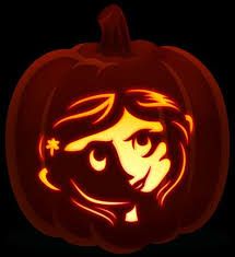 a carved pumpkin with a woman's face on it