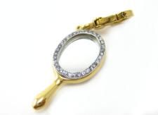 2008 Juicy Couture Vanity Mirror Charm Musical Box, Gold Enamel, Key Chains, Glasses Frames