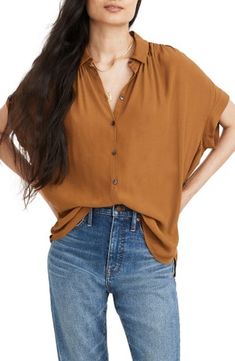 Madewell Outfits, Air Style, Puffy Sleeve Top, Plus Size Style, Front Tuck, Spring Capsule Wardrobe, Future Outfit, Sweatshirt Short Sleeve, Shirt Dress Style