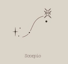 the zodiac sign scorpio is shown in black ink on a beige background