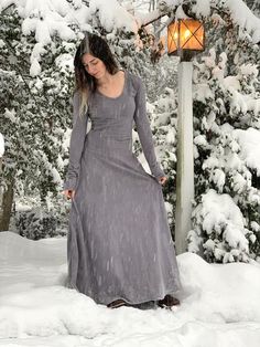 Gray Maxi Dress, Long Dress, Maxi Dress - Long Gray Dress, Long Sleeve Dress, Winter Dress, Hand Dye Long Gray Dress, Gray Maxi Dress, Dress Medieval, Grey Long Dress, Plus Size Black Dresses, Grey Maxi, Maxi Dress Long, Grey Maxi Dress, Plain Dress