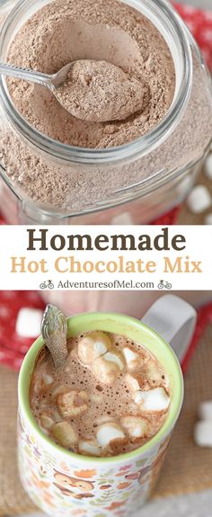 homemade hot chocolate mix in a jar with spoon