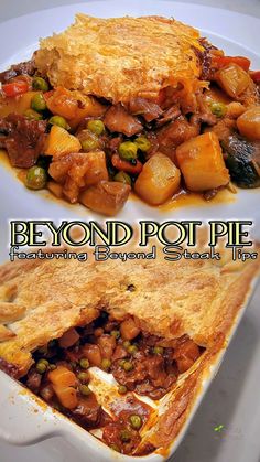 the cover of beyond pot pie, featuring an image of meat and vegetables in a pie crust