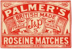 a stamp with the name palmer's british made roseine matches