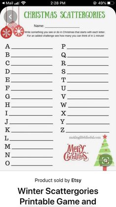 a christmas scatterer game with the words, winter scatterers and santa's sleigh