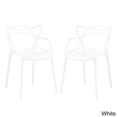 two white chairs sitting next to each other on a white background with the words white chair