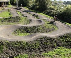 an aerial view of a dirt bike track