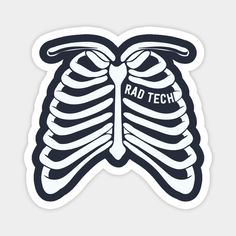 a sticker with the words rad tech on it's chest and ribs