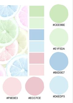 the color scheme for lemon, lime and grapefruit is shown in pastel shades