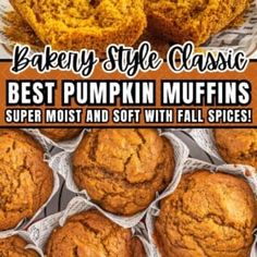 the best pumpkin muffins are in their wrappers and on display for sale