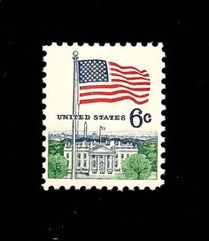 a stamp with an american flag on it