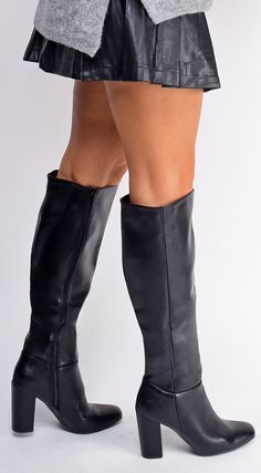 Verona Black Knee High Boots – Emprada Clubbing Outfit, Modern Feminism, Dream Outfits, Flower Shoes, Pinterest Ideas, Black Knee High Boots, Thigh Boot, Shoe Inspo, Classy Casual Outfits