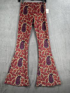 Flare Street Sorcha Flare Pants Size Small High Rise Velvet Pull On | eBay Trendy Fitted Pants With Standard Cut Leg, Vintage Stretch Pants For Fall, Fitted Cotton Pants For Fall, Retro Cotton Pants For Fall, Non-stretch Flare Cotton Pants, Retro Stretch Cotton Pants, Red Fitted Cotton Pants, Fitted Red Cotton Pants, Cotton Pants With Standard Cut Leg For Fall