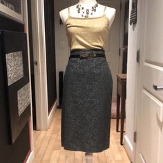 Gorgeous Material On A Blue Gray Shade With Gold Flowers - Fully Lined - Side Zipper - Moschino Cheap & Chic Knee Length Skirt- Waist 16” Across- 20”- Bottom 18” With Slit- Length 24” Like New - Never Worn - Euc - Nice Heavy Material Spring Or Fall Could Be Worn Year Around Moschino Cheap And Chic, Knee Length Skirt, Gold Flowers, Blue Gray, Moschino, Side Zipper, Blue Grey, Knee Length, Womens Skirt