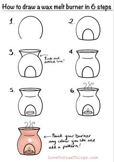 how to draw a wax burner in 6 steps step by step instructions for beginners