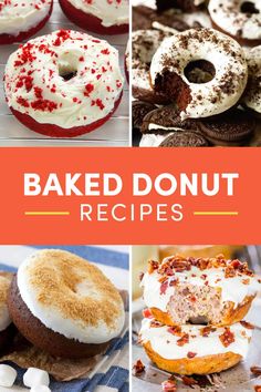 baked donuts with white frosting and red sprinkles