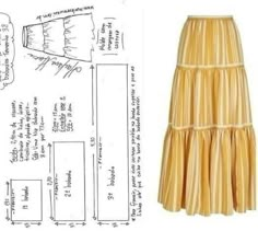 an image of a skirt with pleating on the bottom and measurements for each piece