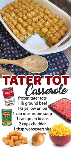 tater tot casserole recipe with instructions on how to make it in the microwave