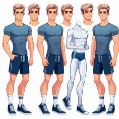 an image of a man with different body shapes and poses for the character in this video game