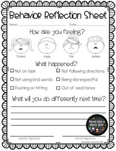 a printable behavior check sheet for children to help them understand what they are talking about