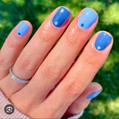 Different Shades Of Blue Nails, Shades Of Blue Nails, College Nails, Blue Gel Nails, Short Gel Nails, Cute Simple Nails, Art Nail Designs