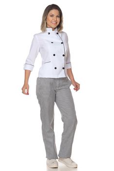 Calça Feminina Pied Poule, Xadrez, de modelagem reta com elástico na metade da cintura. Ideal para quem trabalha na área gastronômica. Sewing Blouses, Teen Fashion Outfits, Sewing Tutorials, Teen Fashion, Pajama Pants