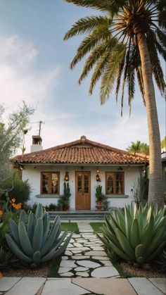 La Bungalow Interiors, La Jolla Homes, Modern Mexican House Exterior, Spanish Style Casita, Spanish Style Homes Backyard, Spanish Bungalow Interior Decor, Mexican House Exterior Spanish Style, Multigenerational Compound, Spanish Style Landscaping