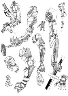 Robotic Arm Drawing, Weaponsmith Character Design, Mechanical Arm Design, Mecha Character Design, Mech Drawing, Mechanical Drawing, Robot Sketch