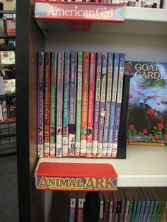 a book shelf filled with lots of books