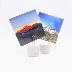 two photos are placed next to each other in front of a white background with the same photo on it