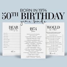 the birthday game is shown in black and white, with an old - fashioned font