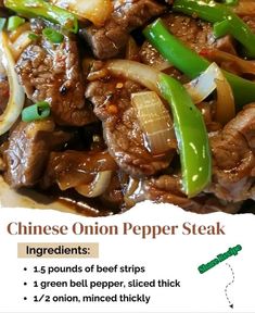 chinese onion pepper steak ingredients on a plate