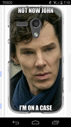 the doctor who is on his phone case has an image of benedict starke in it