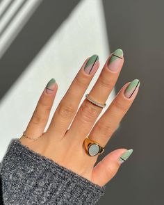 Subtle Nails, Minimal Nails, Geometric Nail, Funky Nails, Pretty Acrylic Nails, Chic Nails