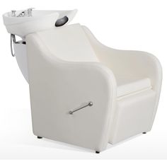 a white reclining chair with a sink on it's back and armrests