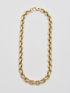 A forever essential. The round links on the Euclid Necklace are made from gold vermeil and are designed to intricately interlock for a chunky effect. It’ll add statement flair to everything from t-shirts to tuxes.  Vermeil Hollow Link Chain 13mm width 9mm thick 18" length 74gr Made in Italy 14kt Gold, Link Chain, Gold Vermeil, Chain Necklace, Gold Necklace, In Italy, Fine Jewelry, Italy, T Shirts